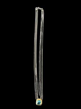 David Yurman Albion Blue Topaz Multi-Strand Necklace Sterling Silver & 18K Gold